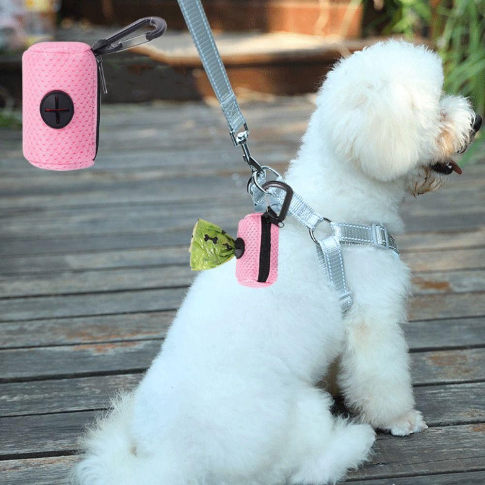 Mesh Dog Poop Bag Holder Hanging Pet Garbages Dispensers Dog Poo Bags Dispenser For Walking