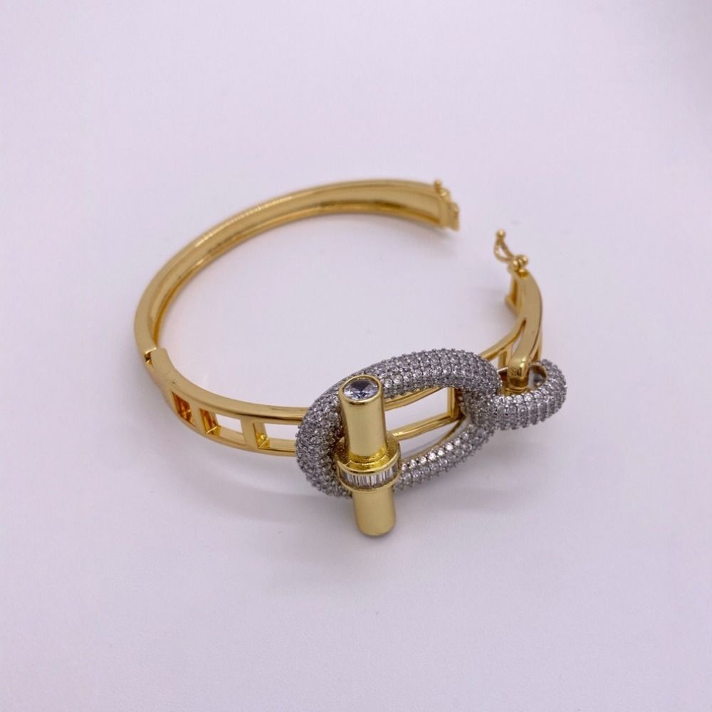 Unique OT Buckle Bangles Exaggeration Women's Jewelry Fashion Cubic Zirconia Ring Wedding