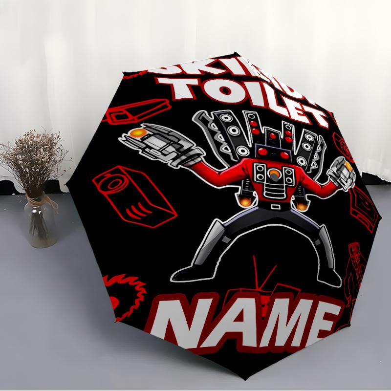 Personalized Name S-Skibidi Toilet Multiverse Print Umbrella - Automatic Open/Close, Eight-Rib Durable Frame, Automatic Folding Umbrella