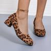 Ladies Shoes 2024 Rome Women's High Heels Retro Dress Pumps Women Leopard Round Toe Slip On Chunky Heel Outdoor Shoes Female