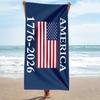 Америка 1776-2026 Флаг Пляжное полотенце Микрофибра Быстросохнущее Не оставляет песка Большое Патриотическое полотенце для спортзала, спорта, 4 июля