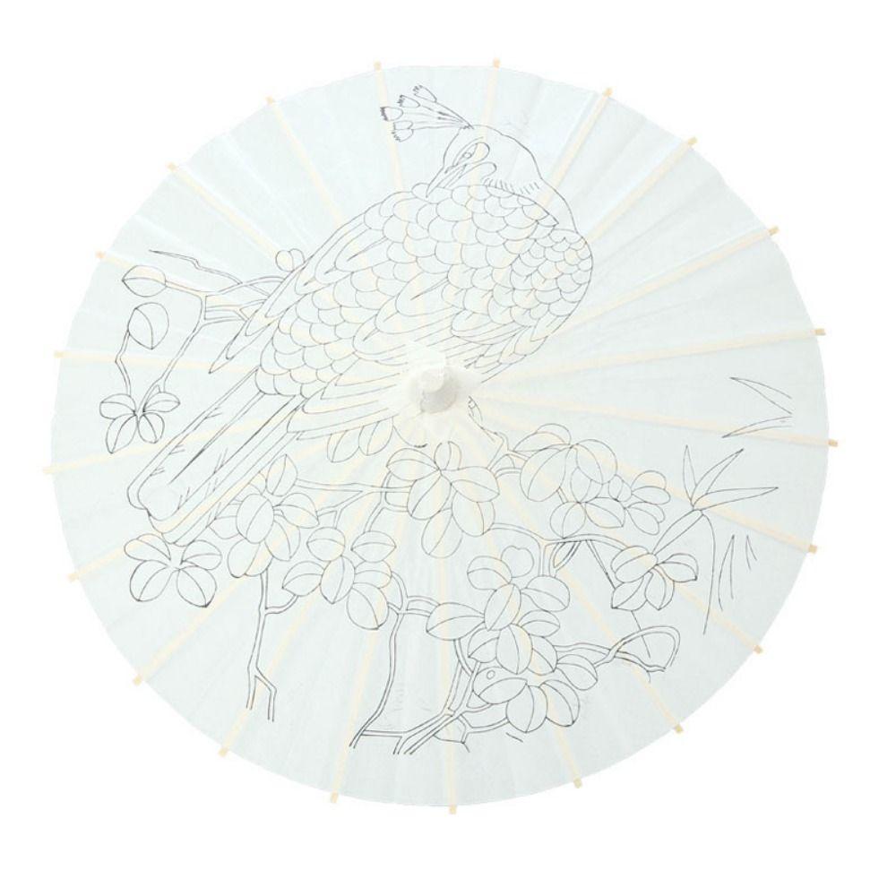 Comfortable Grip Blank Paper Umbrella DIY Wood Drawing Umbrella Oil Paper Umbrella  Dance Prop