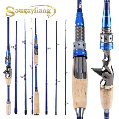 Рыболовная удочка спиннинг из углеродного волокна 4 секции 2,1 - 2,4 м бренда Sougayilang Bass