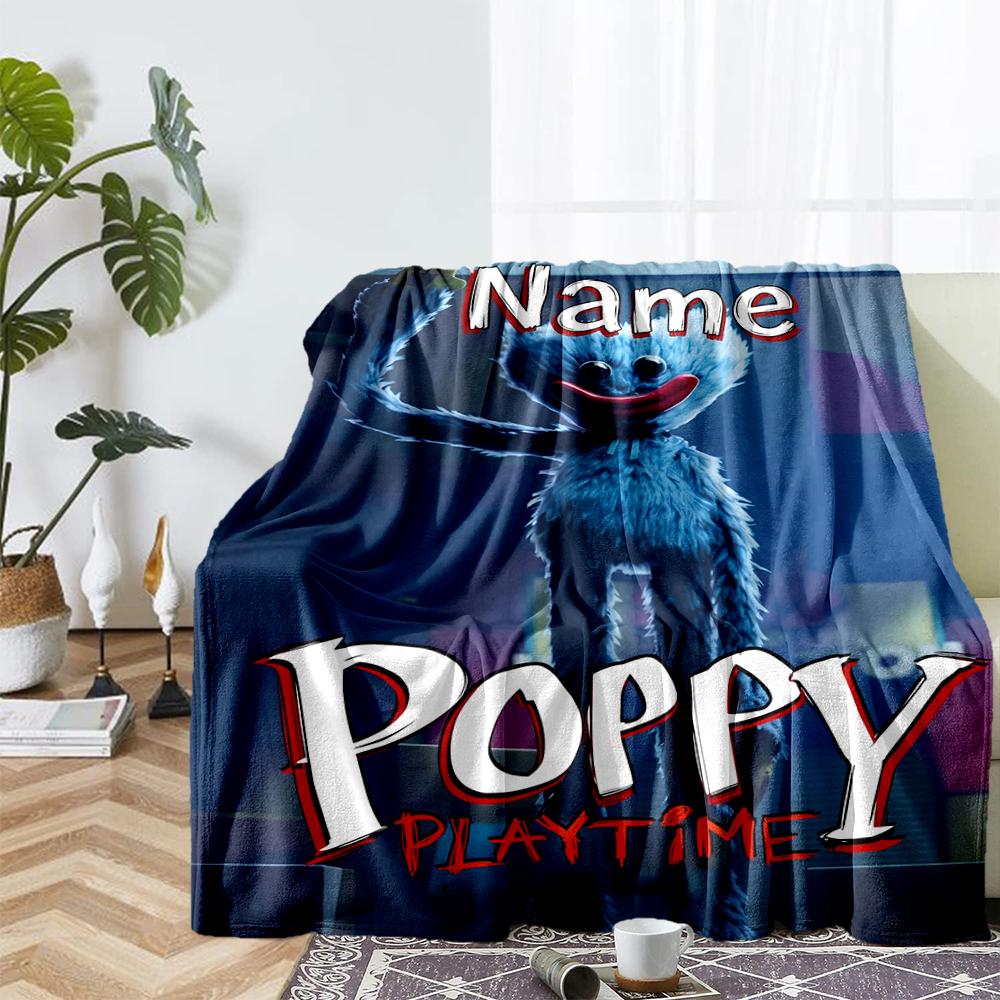 Custom Name Huggy Wuggy Theme Printed Blanket - Perfect for Couch, Bed, Travel & Outdoor Use | Machine Washable, Cozy & Durable.