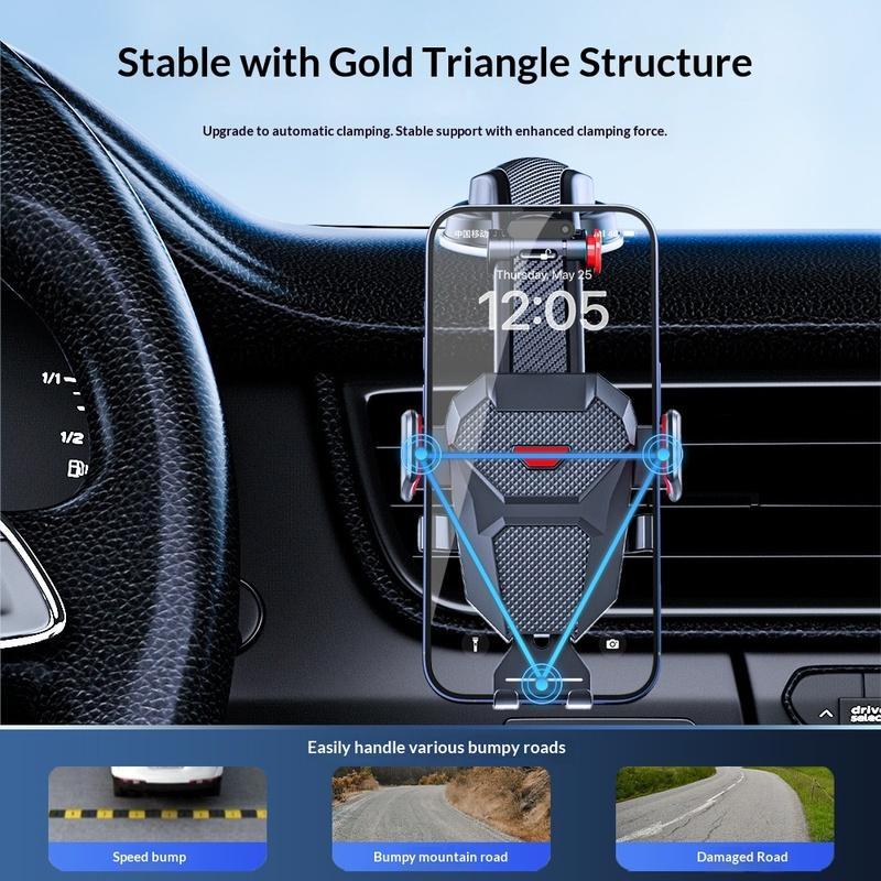 New Model Car-mounted Mobile Phone Holder - Automatically Locking Car Multi-functional Telescopic Suction Cup Air Outlet Support
