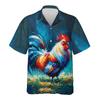 Funny Cartoon Chicken Graphic Shirts For Men Clothes Casual Hawaiian Rooster Beach Shirt Aloha Button Clothing Eggs Short Sleeve
