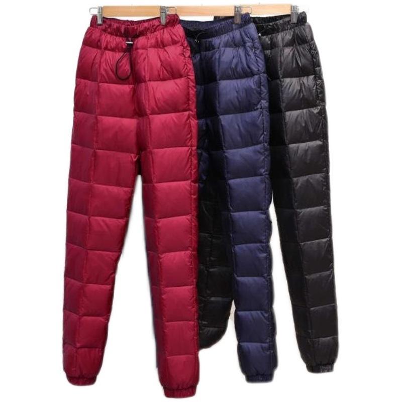 Женские Мужские Пуховые Брюки Зимние С Высокой Посадкой Теплые Прямые Женские Повседневные Брюки