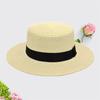 Summer sun protection beach flat top straw hat straw shading hat beach big eaves hat