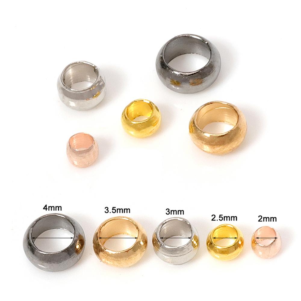 500pcs 2mm 3mm 3.5mm 4mm Big Hole Beads Copper Ball Crimp End Stopper Spacer Beads for Jewelry Making Findings DIY Supplies