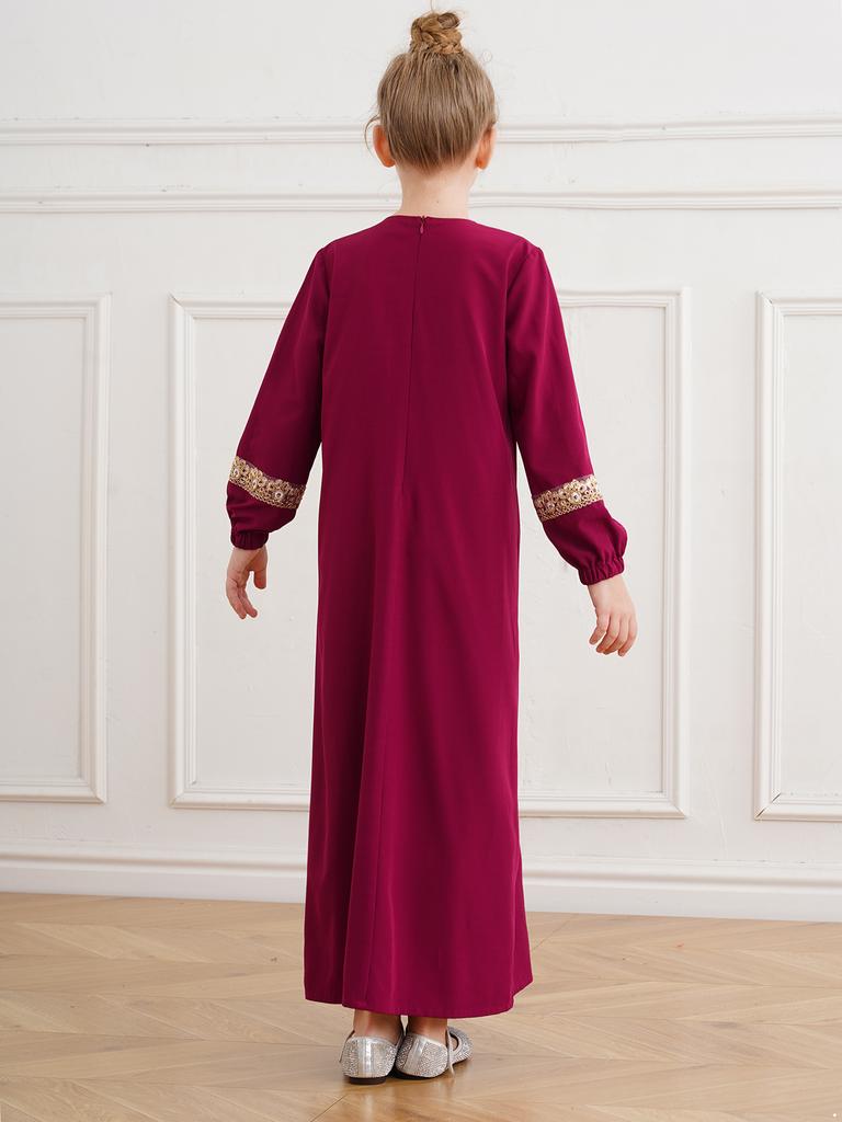 Девушки мусульманское платье молитва абайя одежда свободный кафтан макси платье с длинным рукавом макси платье для Ид Рамадан тематическая вечеринка маскарад