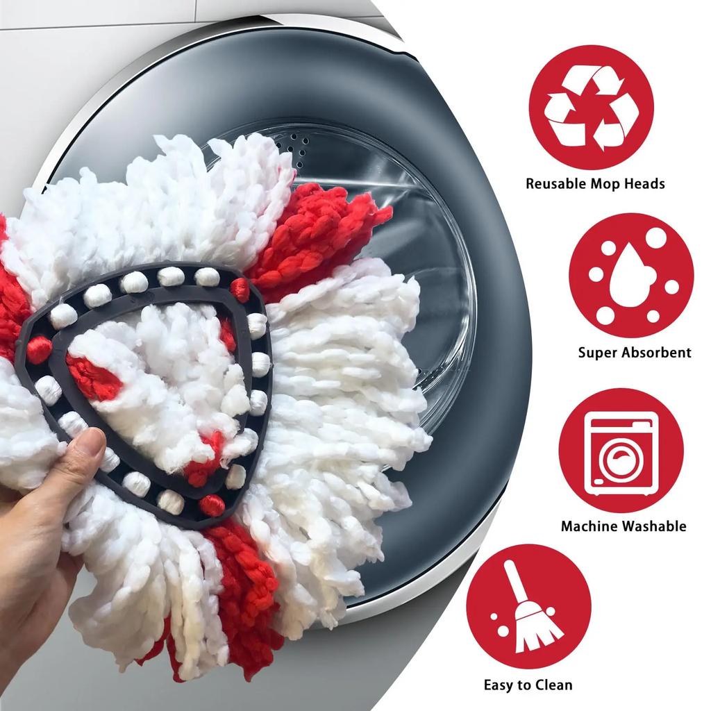 Насадка из микрофибры для Vileda Turbo 2-в-1, Насадка для швабры Vileda Turbo Spin 2-в-1 с легким отжимом, Швабра для отжима для всех типов полов