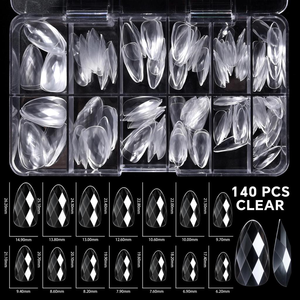 120/140 шт. 3D прозрачные алмазные накладные ногти миндальные балетные гробы прозрачные накладные ногти многоразовые полное покрытие акриловые типсы для самостоятельного изготовления