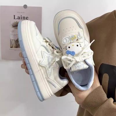 Удобные дышащие повседневные туфли на шнуровке для девочек kt cat 2024 года, осень и зима, новые кожаные туфли белого цвета, спортивная обувь, женская обувь для скейтбординга