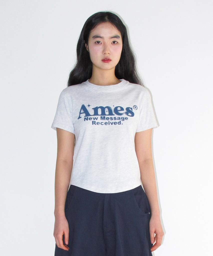 AMES-WORLDWIDE Укороченная футболка с округлым низом Светло-серая