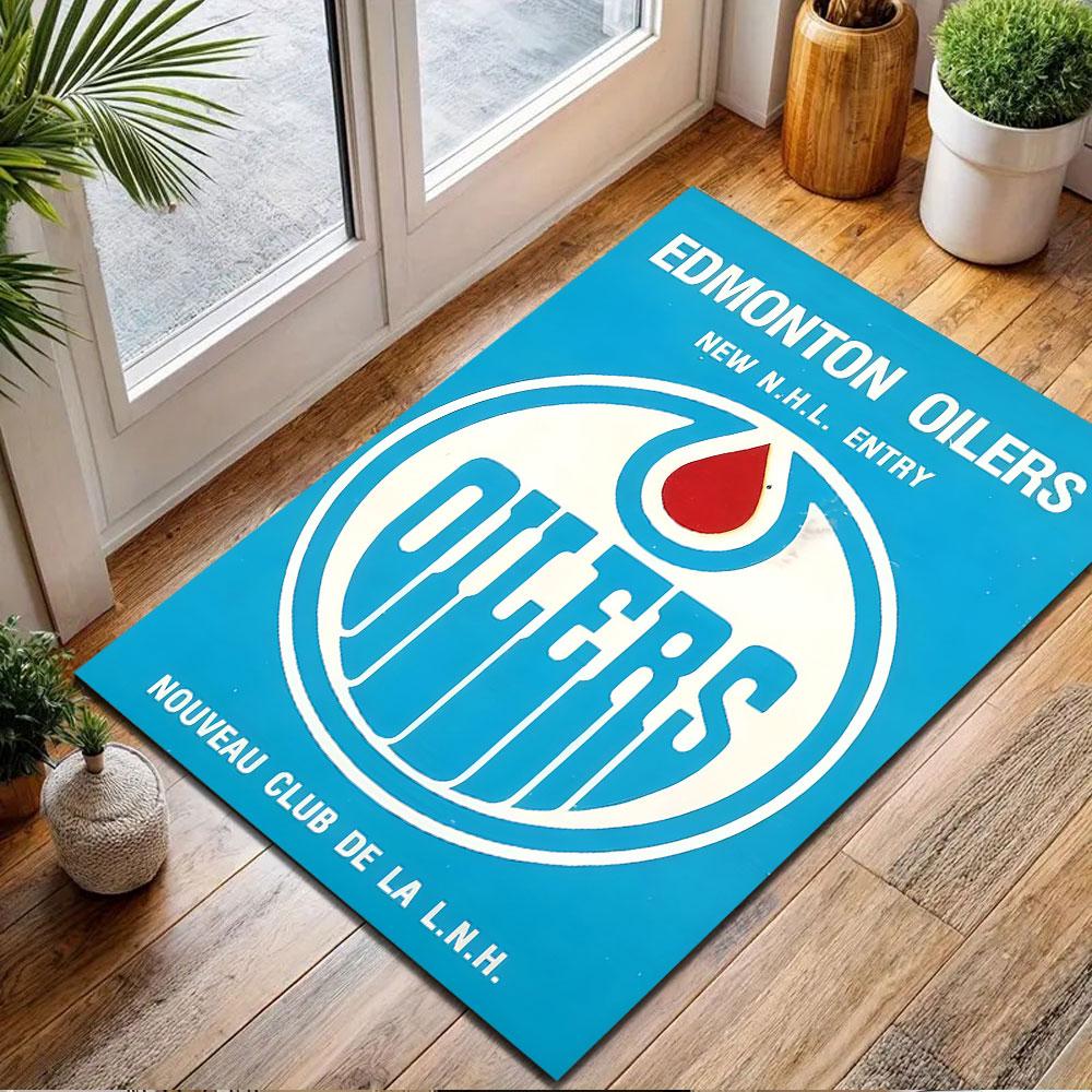 Коврик с логотипом команды НХЛ Edmonton Oilers, ковер с рисунком, нескользящий коврик, подходит для диванов в гостиной и спальне