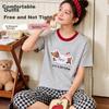 Urban Beauty Women's Pajamas 2026 New Summer Cotton Short Sleeve and Capri Pants Plaid Homewear Set