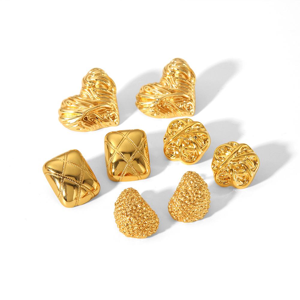 Легкие роскошные преувеличенные серьги-гвоздики из титановой стали с подвесками в виде квадрата и ромба из 18-каратного золота женские серьги