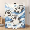 Fflannel Blanket 1pc Happy Penguins Sliding Snow Soft Comfortable and Warm This Nap Blanket/sofa Blanket Is Suitable for All Seaso