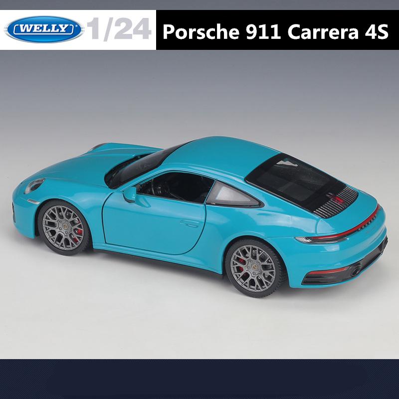 AABH1 Welly 1:24 Porsche 911 Carrera 4S Alloy Sports Car Model Diecast Metal Toy Vehicles Car Model High Simulation Childrens Toy Gift