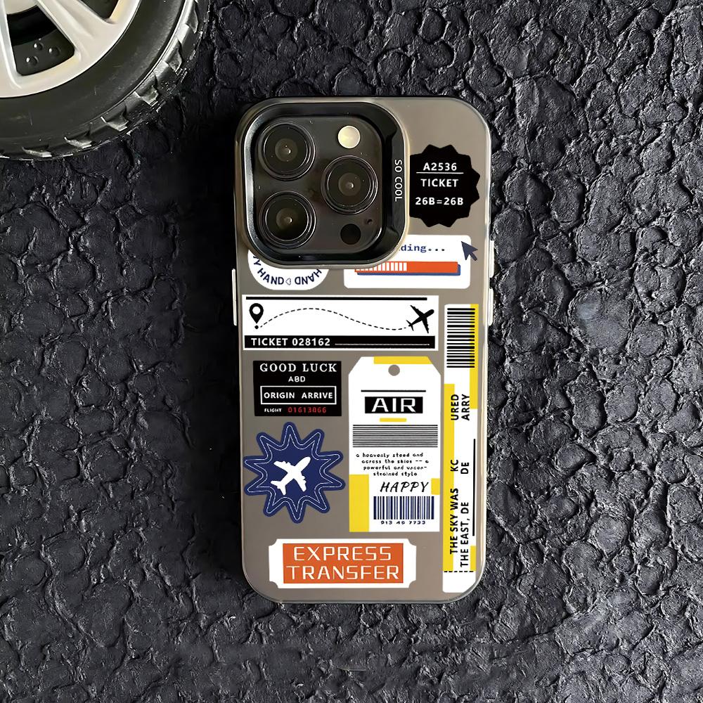 Модный Чехол для Телефона с Узором из Логотипов для IPhone 17 16e 16 15 14 13 12 11 Mini Pro Max X XR XSMAX 8 7 Air Plus Матовая Задняя Крышка