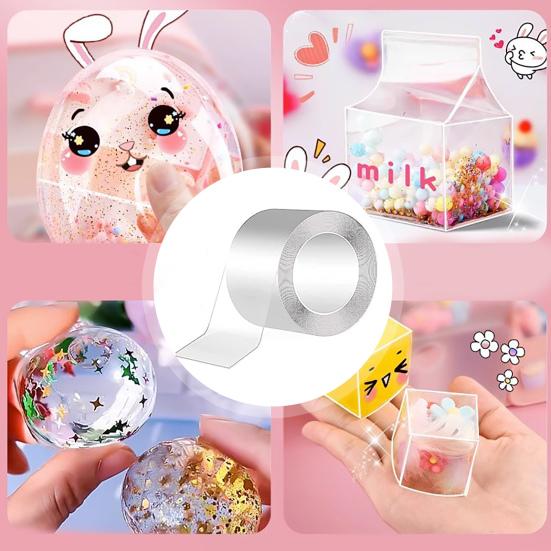 1 Set 300CM Nano Tape Bubble Toy with Straw Charm Sticker Inflator Tweezer Adhesive Funny Stress Relief DIY Craft Making Toy Kit Children Gift