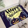 Halloween Themed Door Mat With Pumpkin Bat Moonlit Town Patterns Soft Decorative Entryway Rug For Spooky Season Decor Gifts
