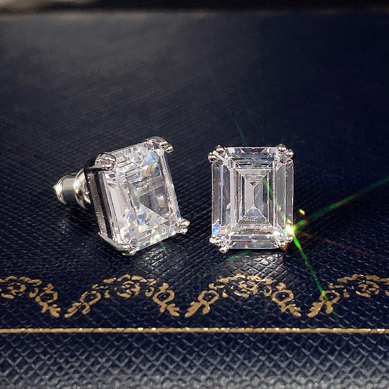 Simple Square Cubic Zirconia Stud Earrings for Women High Quality Daily Wear Fancy Accessories Fashion Jewelry Wholesale
