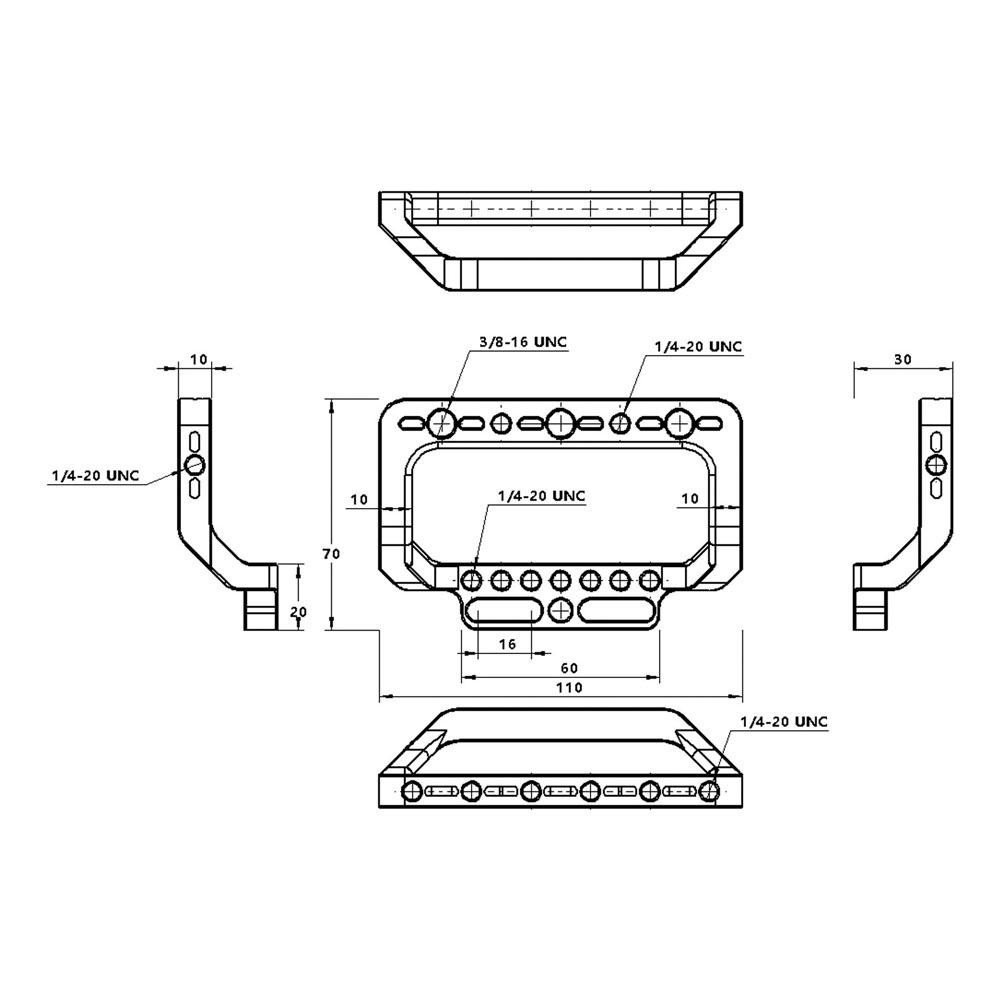 HDRIG D-Type Handheld Grip with 1/4 & 3/8 Positioning Holes for Monitor Cage VESA Plate 3899