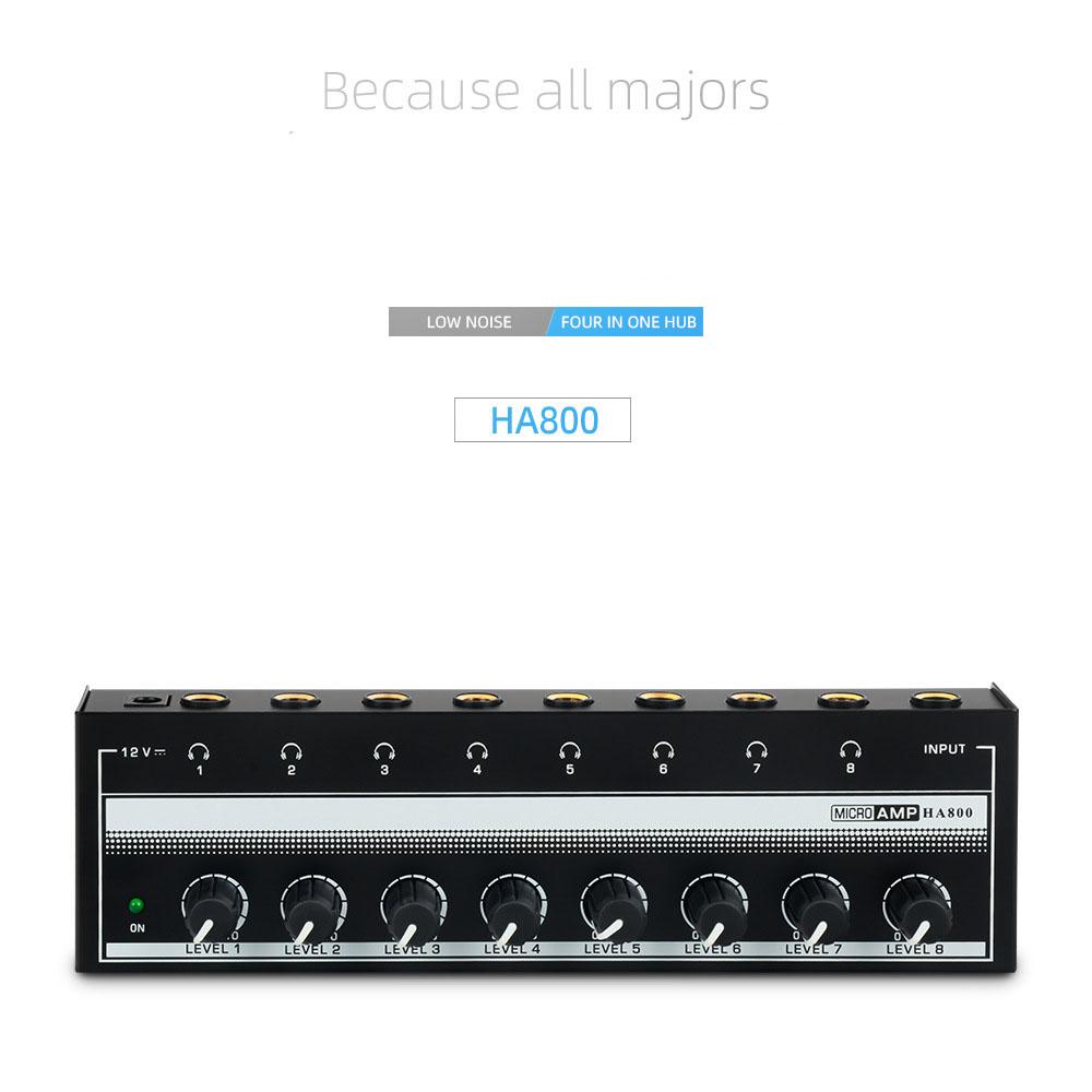 8 Channels Headphone Amplifier Mini Amplifier with Stereo/Mono Switch Professional Ultra-Compact HiFi Stereo Audio Amplifier