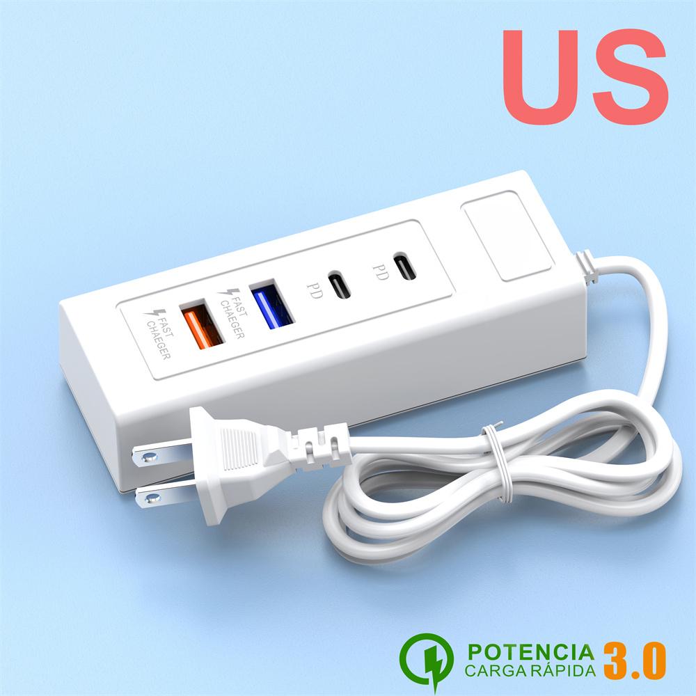 Быстрая зарядка PD с 4 портами USB-вилка Сетевой фильтр Зарядная станция Разветвитель Вилка ЕС/США Вилка для зарядки телефона TYPE C USB Электрическая розетка