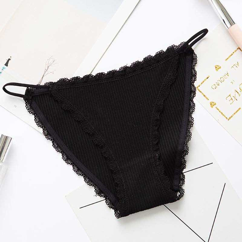 Sweet Girl Panties Lace Edge Thin Waistband Cotton Crotch Briefs