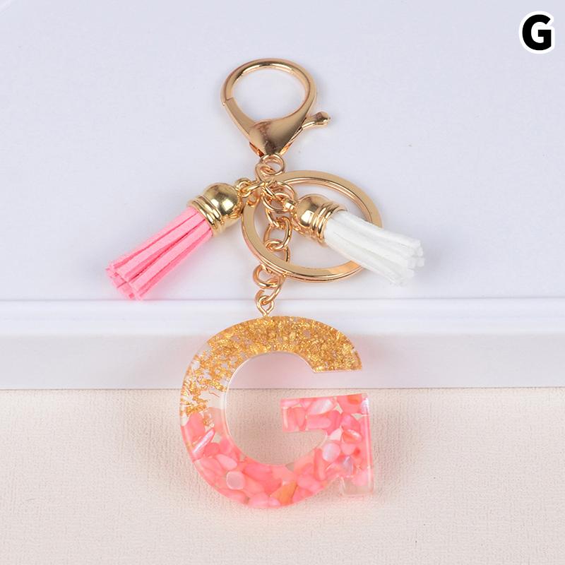 Материал из смолы с кисточкой, брелок с буквами алфавита, блестящий брелок, брелок с буквами, кулон на сумку, брелок с золотой фольгой и камнем