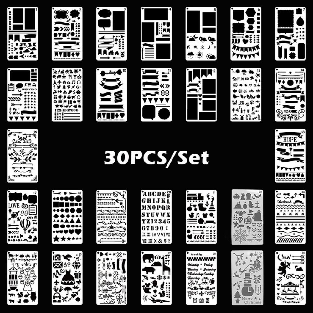 3pcs Simple Dot Grid Design Handmade Flexible Record Template DIY Scrapbook Journal Rectangle Stencil Ruler Set Stencil Ruler