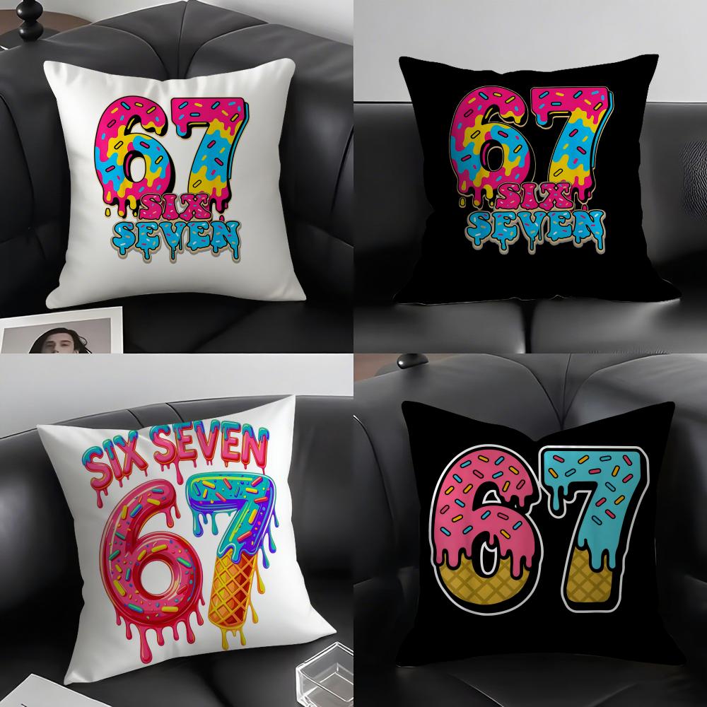 Funny six seven Cushion Cover Elegant Comfort Pillowcase Sofa Bed Doublesided Printed Invisible Zipper Home Decor