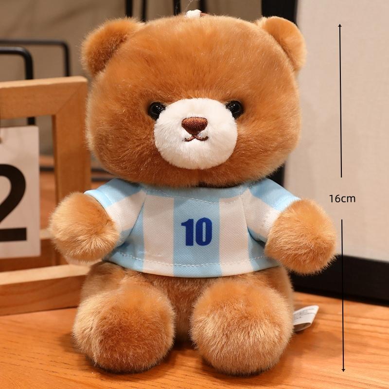 Football Bear Plush Pendant Toy - Lovely Stuffed Doll Wearing Football Jersey Fans Collection Gift Bear Wiffle Bag Decor