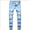 2024 Новые европейские и американские мужские прямые джинсы, большие размеры, облегающие молодежные рваные джинсовые брюки