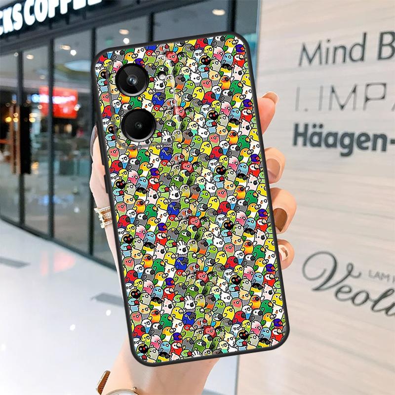 Cartoon Cockatiel Collage Case For Realme 15 14 13 12 11 Pro Plus GT6 GT7 Pro C55 C51 C35 C53 C61 C65 C67 C63 C71 C75