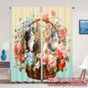 2 шторы с 2D плоской печатью (Без Рода) KittenBouquet Популярные Модные Шторы Полиэстеровые Шторы Декор Дома