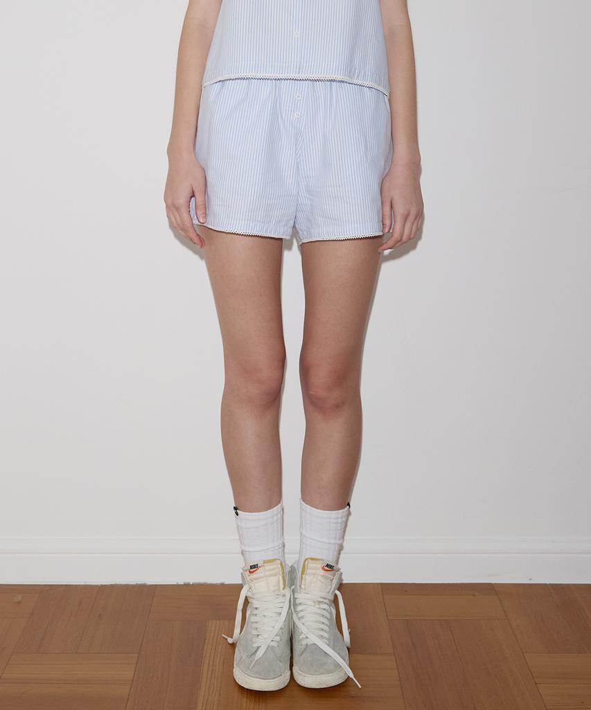 AVAM HOME Lace Cotton Shorts Blue Stripe