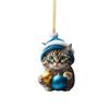 Cartoon Cat Unique Car Hanging Decor Festive Acrylic Gift For Christmas Enthusiasts
