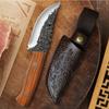 Stainless Steel Boning Knife Forged Hammer High Hardness Meat and Vegetable Cutting Wood Handle Serrated Small Scimitar with Set Kitchen Knife