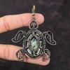 Подвеска из серафинита, подвеска, оплетенная медной проволокой, украшения из серафинита, подвеска с драгоценным камнем, подвеска с черепахой, медные украшения ручной работы, подарок для нее