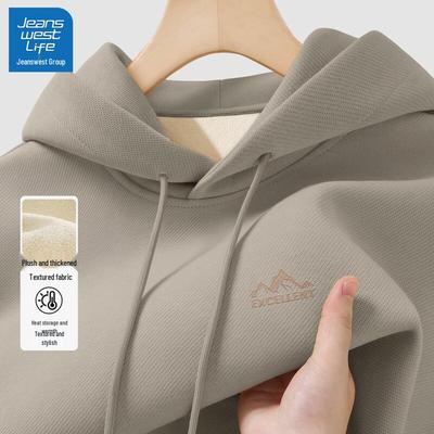 Мужская толстовка с капюшоном Jeanswest 2025 Зима на плюшевой подкладке