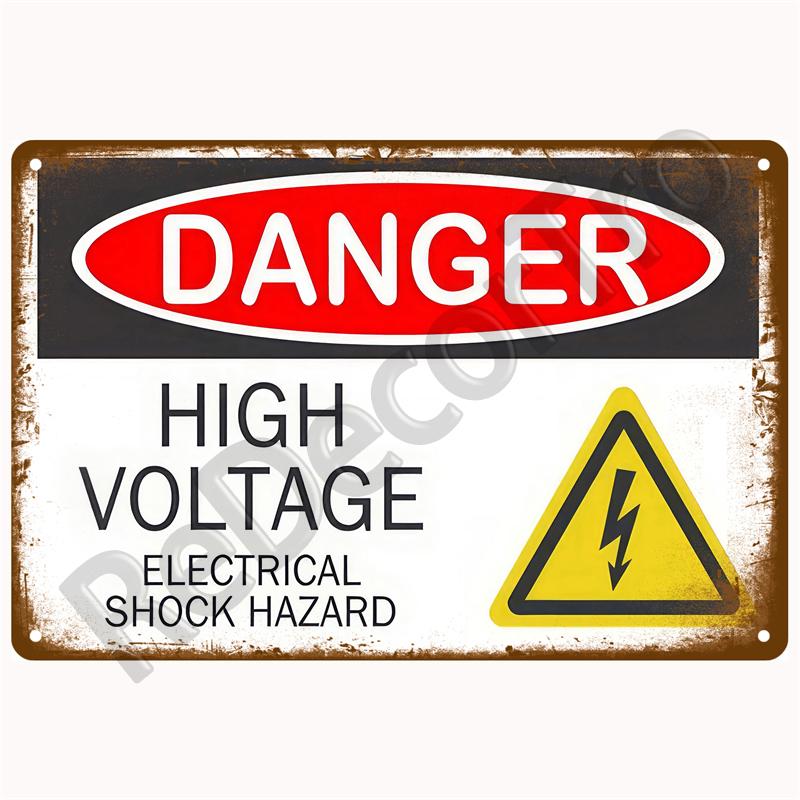 Vintage Danger Caution Metal Sign Warning Notice Zone Tin Sign Wall Decor For Home Bars Garage Cafe Club Man Cave Pubs Plaque