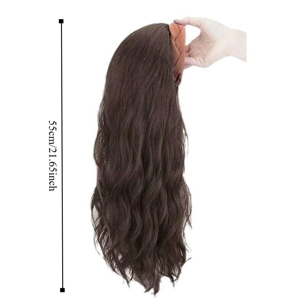 Clip in Half Headband Wig Korean Style Long Wavy Curly  Hair Wide Knit Headband Wig  Party