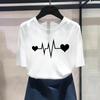 (Asian Size) Fashion Love Style Trend Cute Sweet 90s Print Graphic Tee Female Casual T Clothing Casual Women's Top Short Sleeve T-shirt