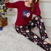 Женский пижамный комплект Осень Зима 2 предмета Домашний костюм Топ с длинным рукавом и брюки Свободный пижамный комплект Рождественская тематика Одежда для сна