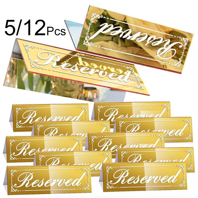 1/5/12Pcs/Pack Reserved Table Signs Wear-resistant Wedding Waterproof Acrylic Guest Reservation Gold Reserved Signs