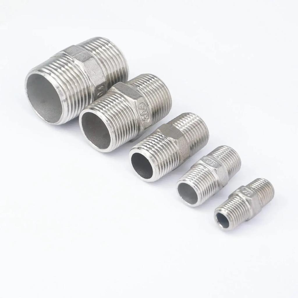 1/8" 1/4" 3/8" 1/2" 3/4" 1" 1-1/4" 1-1/2" 2" BSP Наружный Равнопроходной Шестигранный Трубопроводный Фитинг-Соединитель из Нержавеющей Стали 304