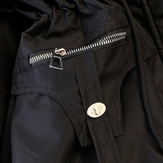 Women's Thicken Fleece Lined Drawstring Parka Windproof Warm Puffer Coat Faux Fur Hooded Down Jacket Winter Outerwear